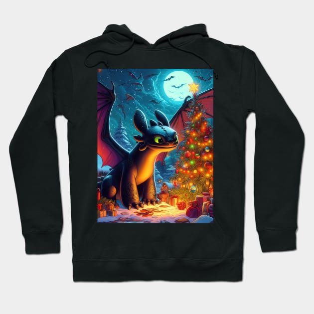 Christmas Dragon Wonderland: Festive Art Prints Featuring Whimsical Dragon Designs for a Joyful Holiday Celebration! Hoodie by insaneLEDP